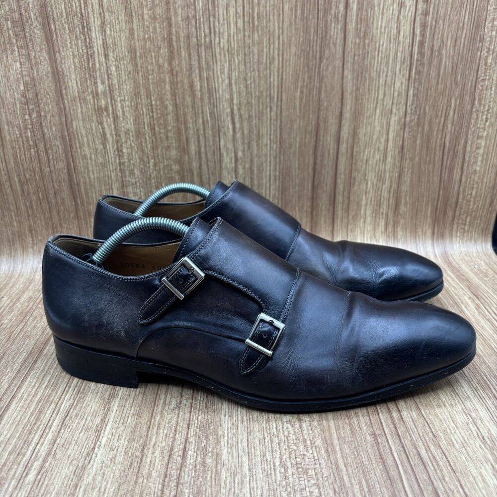 Magnanni Lucio Double Monk Strap dress Shoes calf Leather Burnished Mens 10.5 M